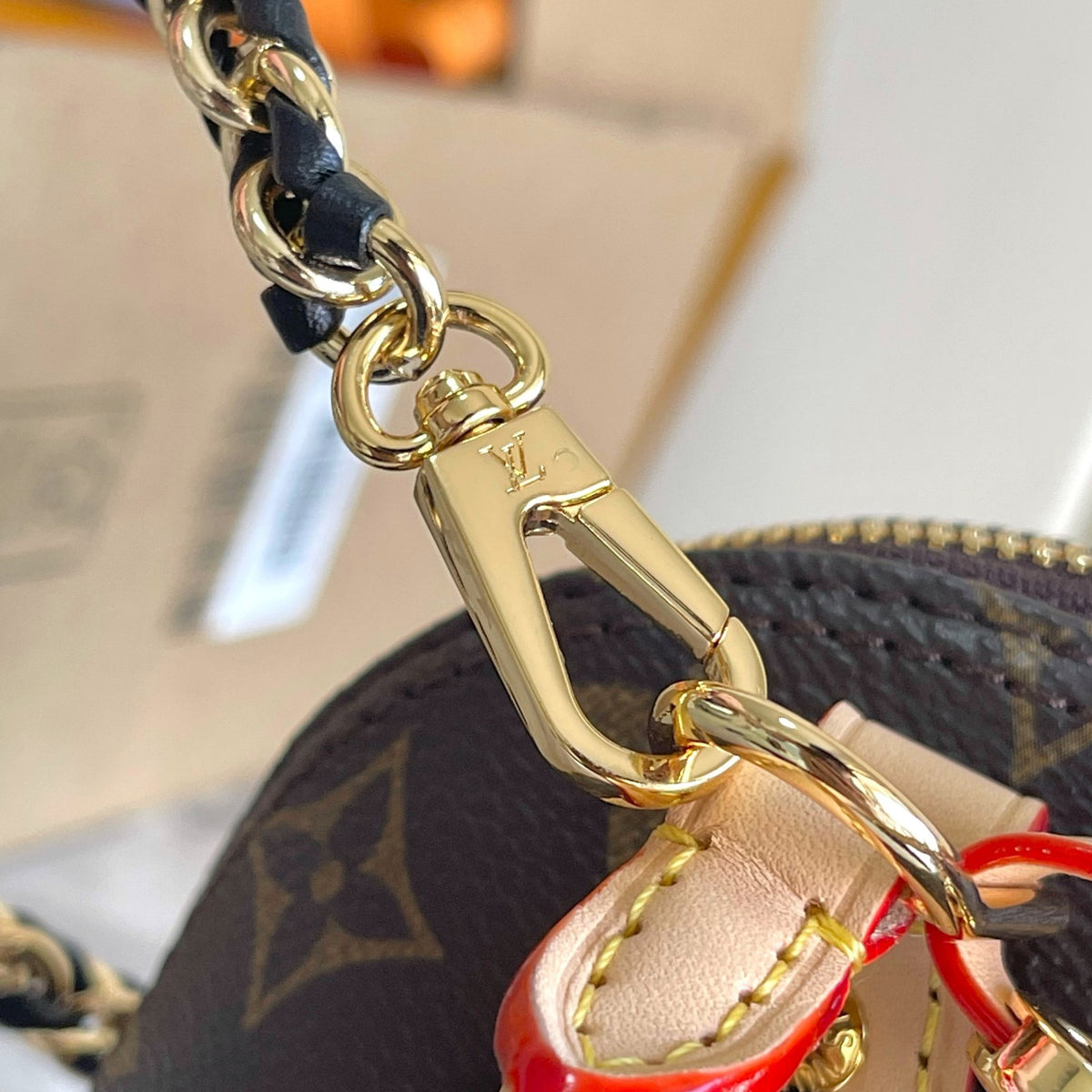 Brown Monogram Dome Handbag with Chain Strap