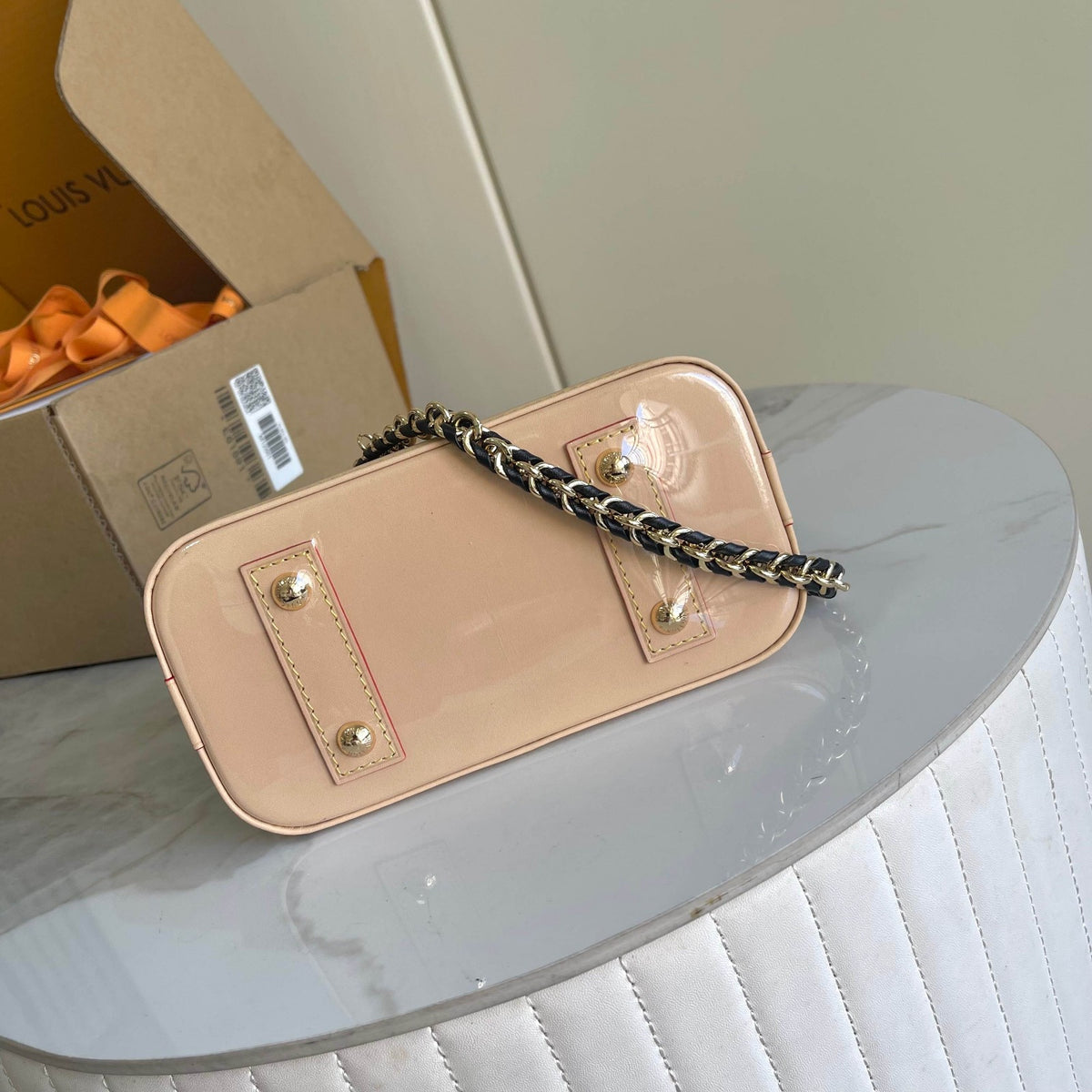 Brown Monogram Dome Handbag with Chain Strap