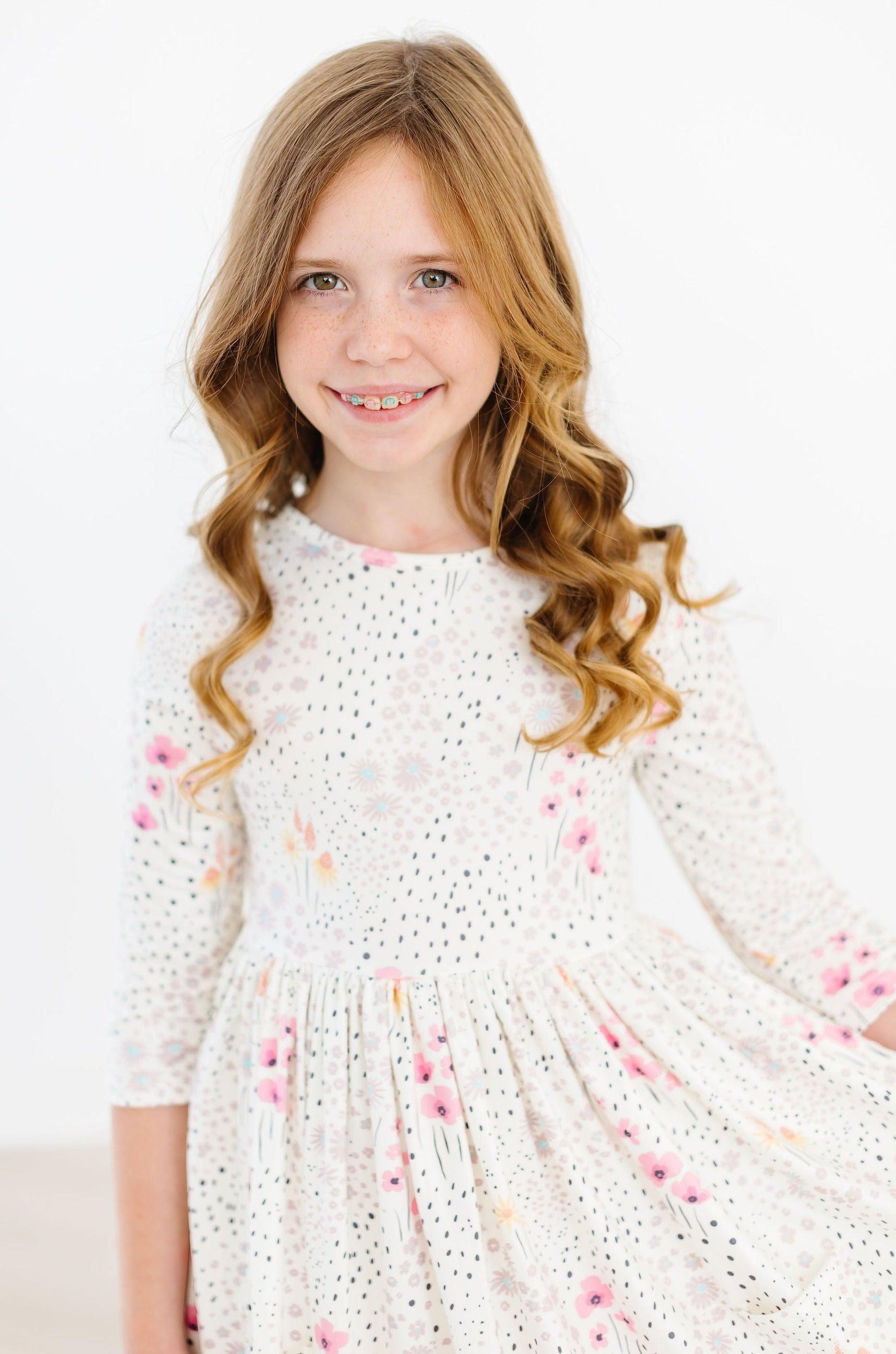 SALE Whimsical Wildflowers 3/4 Sleeve Pocket Twirl Dress Secondary image