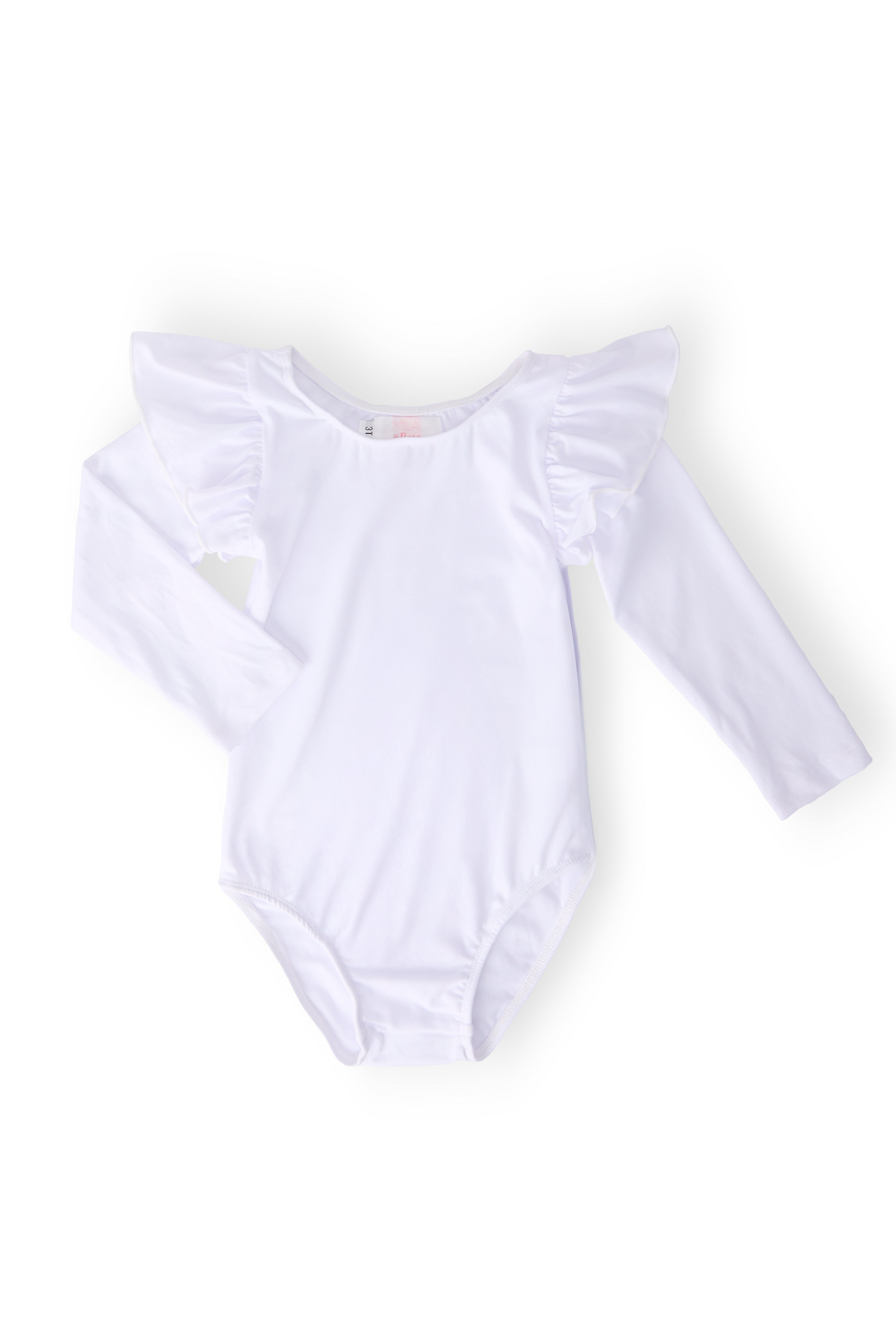 White L/S Flutter Sleeve Leotard Main image