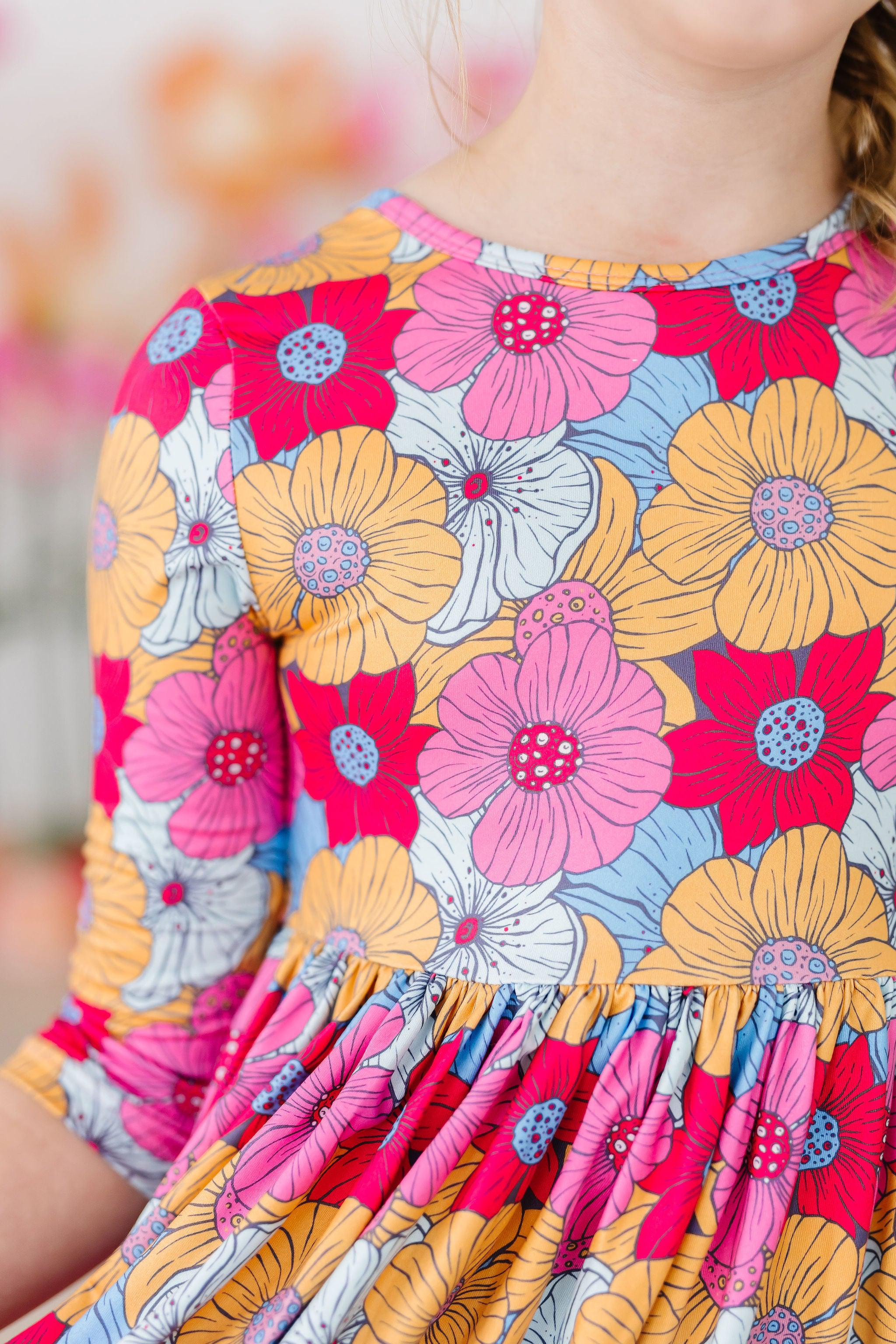 SALE Wonderland Floral 3/4 Sleeve Pocket Twirl Dress Secondary image
