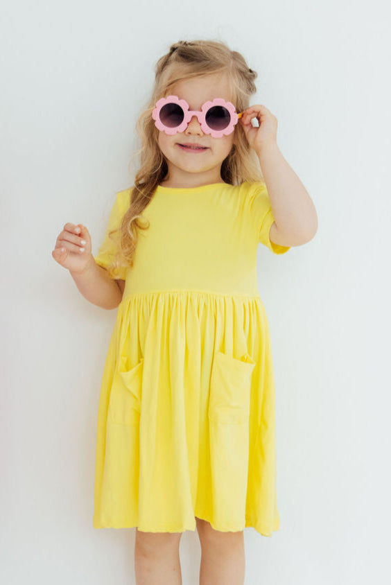 Yellow S/S Pocket Twirl Dress Main image