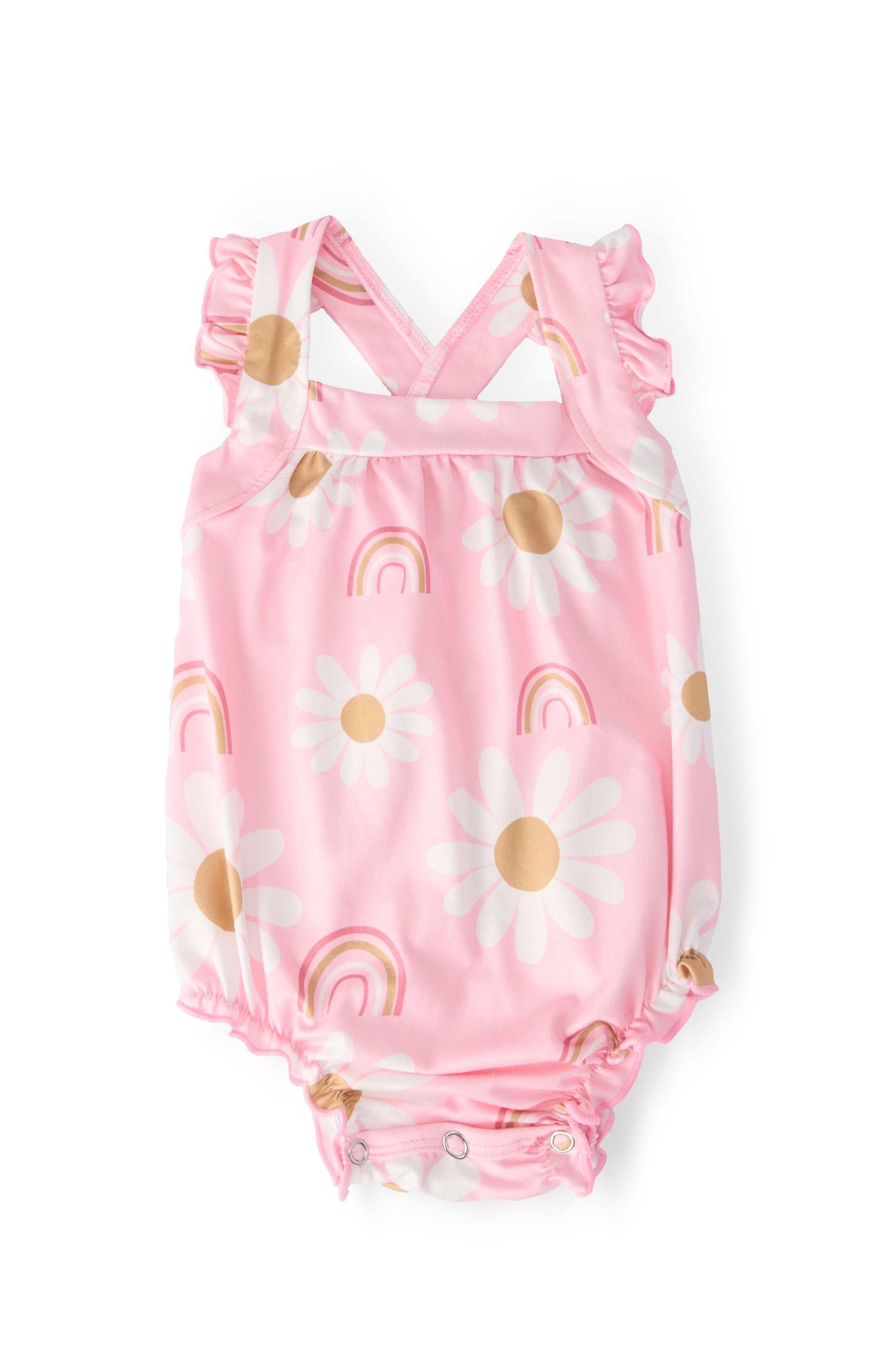 You are My Sunshine Ruffle Cross Back Romper Main image
