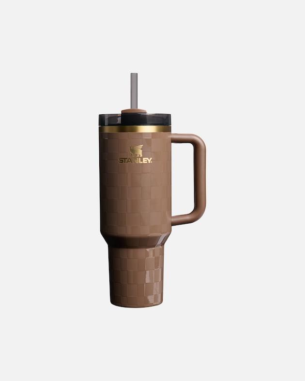 Stanley Insulated Tumbler with Handle, Lid & Straw – Brown/Copper Pattern