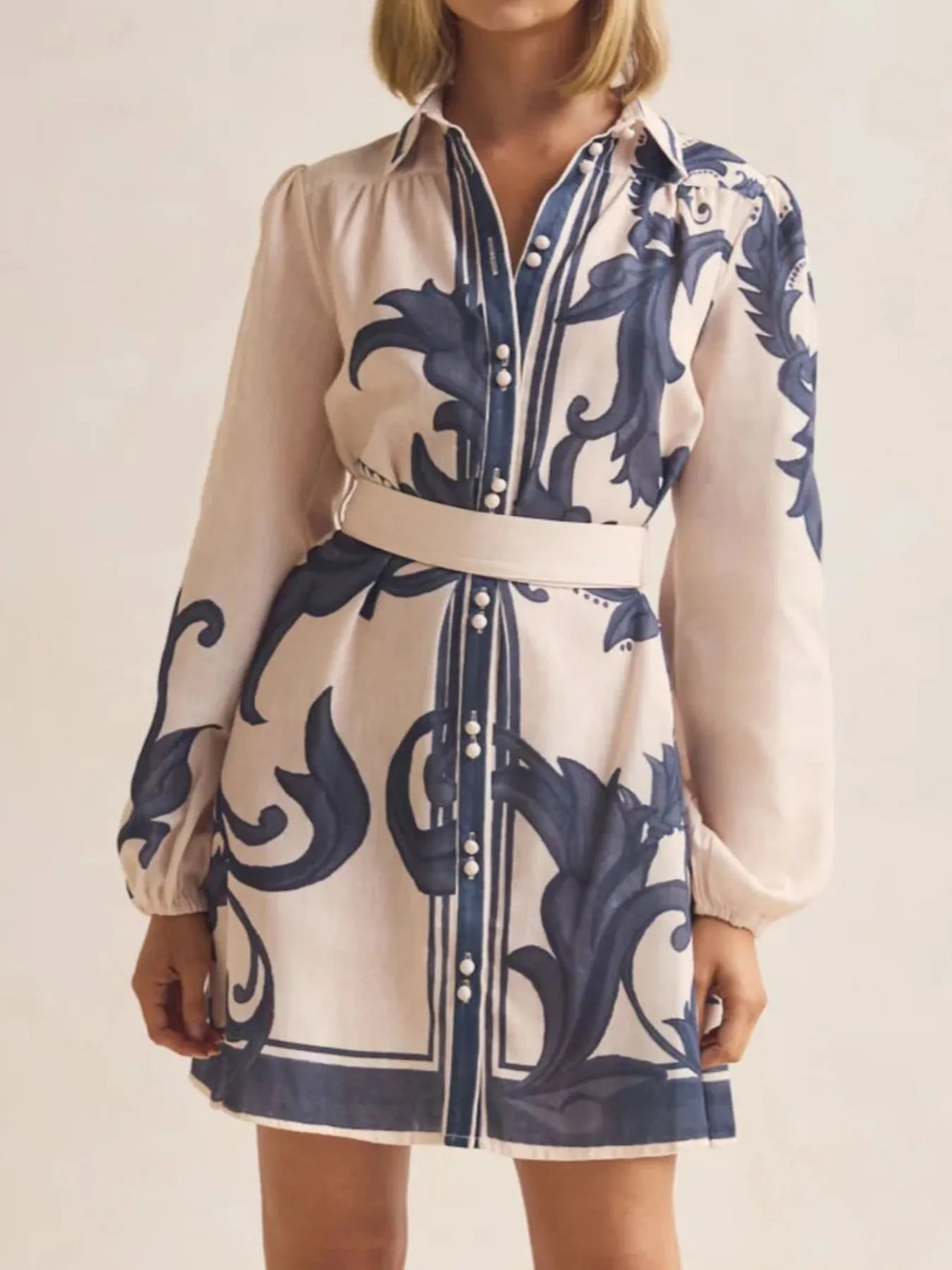 Printed Long Sleeve Shirt Dress - product image 6