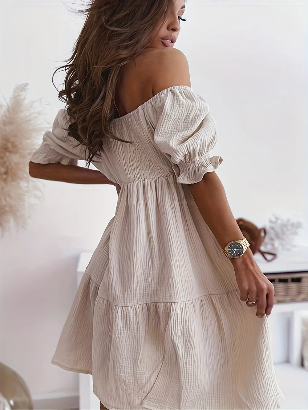 Ruffled Off-Shoulder Short Sleeve Dress - product image 13
