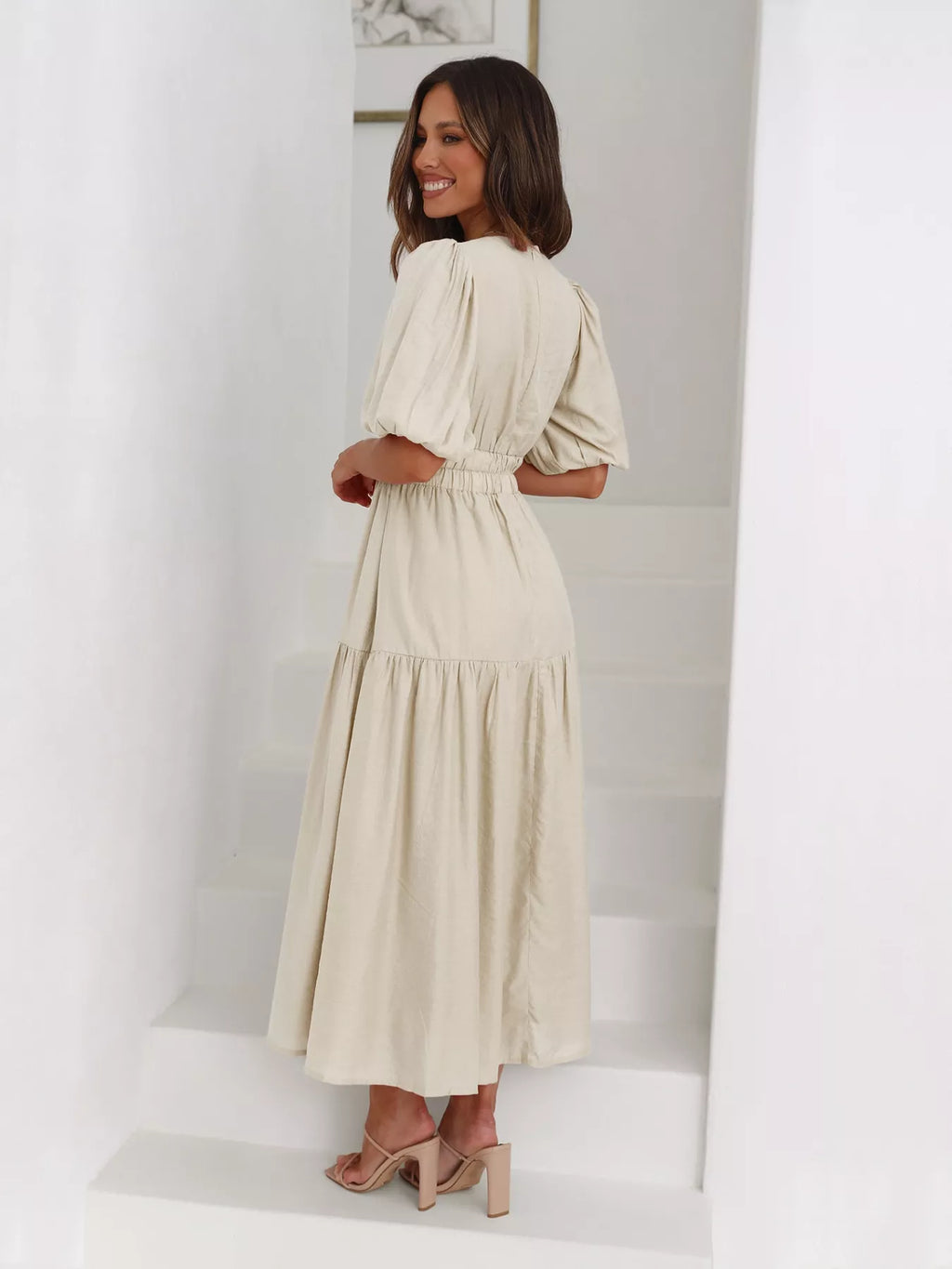 Tiered Puff Sleeve Midi Dress - product image 12