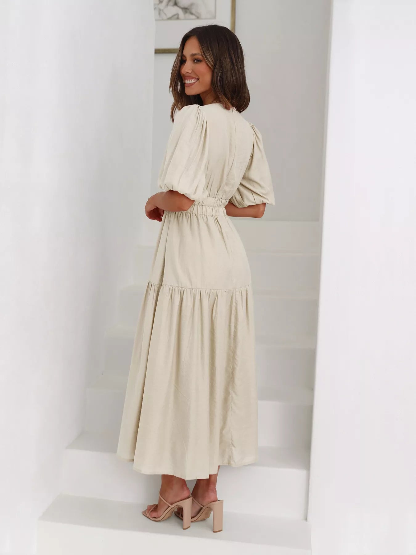 Tiered Puff Sleeve Midi Dress - product image 12