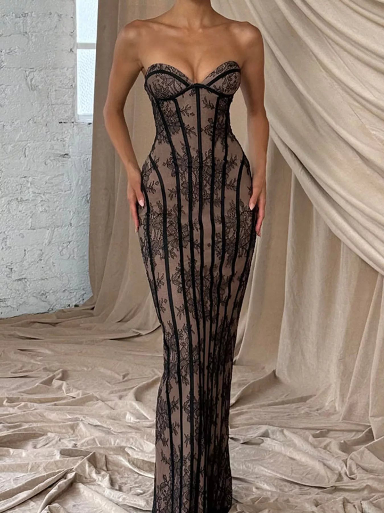 Lace Up Back Strapless Maxi Dress - product image 12