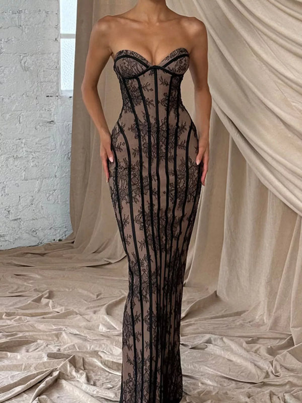 Lace Up Back Strapless Maxi Dress - product image 12