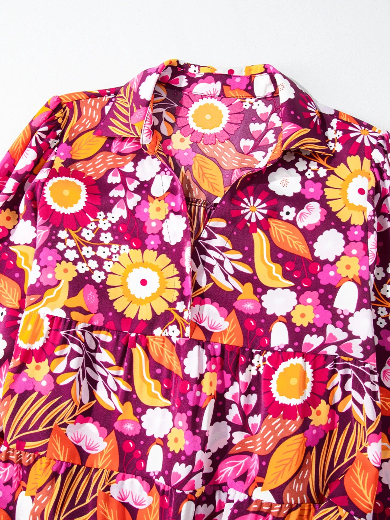 Floral Print Long Sleeve Midi Dress with Pockets - product image 7