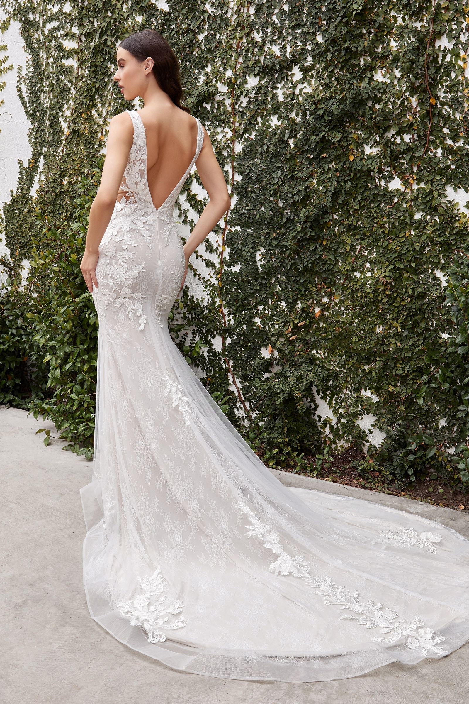 Avery Lace Bodice Illusion V-Neck Long Wedding Dress CDA1072W Secondary image