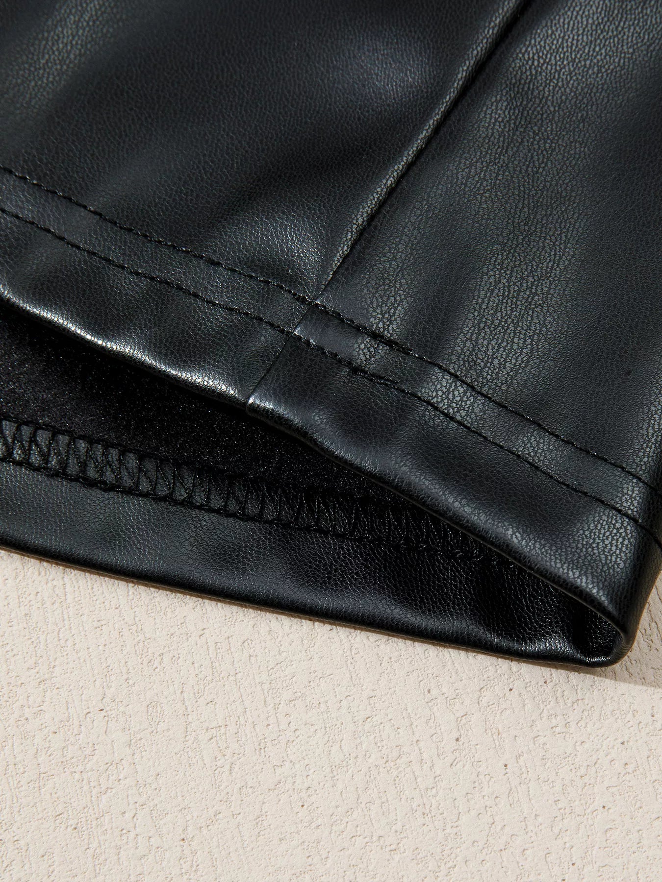 Faux Leather Ruffle Hem Sleeveless Mini Dress view 8 - Shopiebay