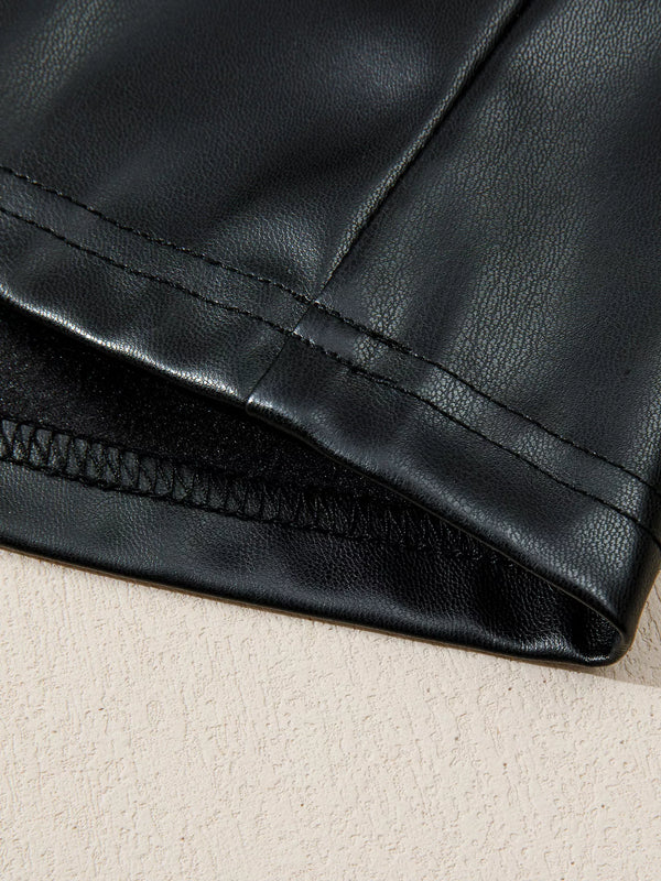 Faux Leather Ruffle Hem Sleeveless Mini Dress view 8 - Shopiebay