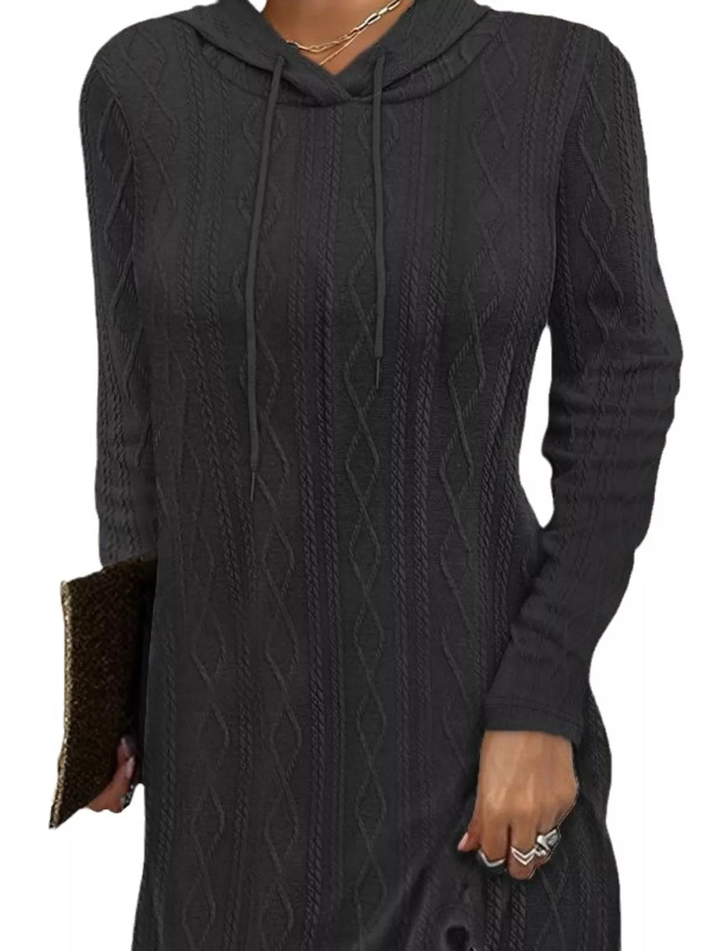 Casual Long Sleeve Hooded Knit Dress - product image 11