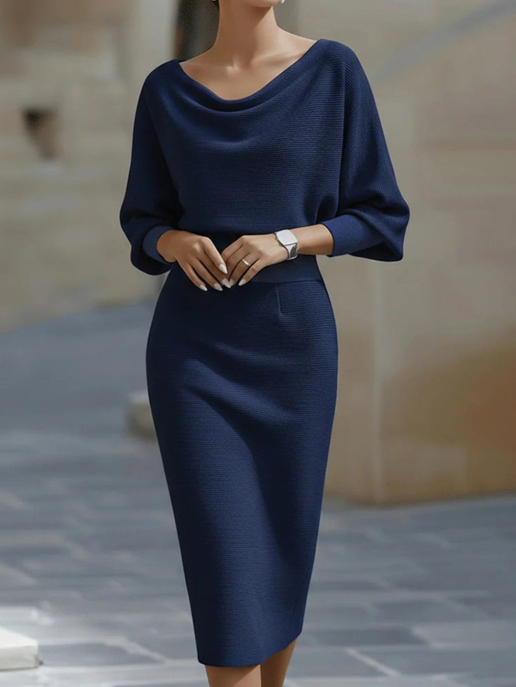 Cowl Neck Knit Bodycon Dress - product image 3