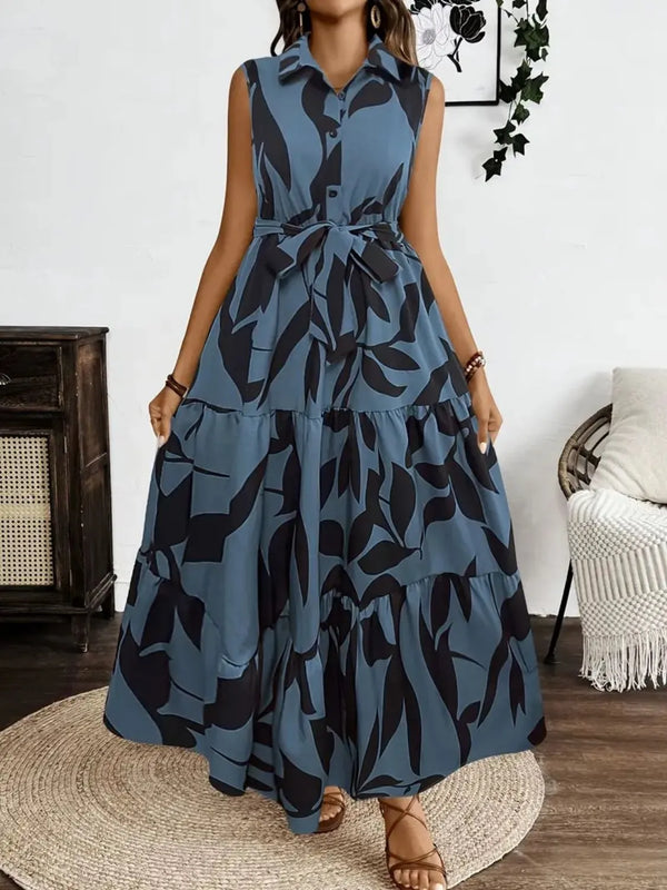 Printed Tie Waist Sleeveless Maxi Dress - product image 14