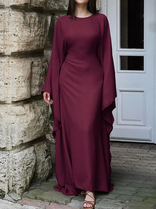 Round Neck Maxi Dress with Flowing Cape Sleeves - product image 10