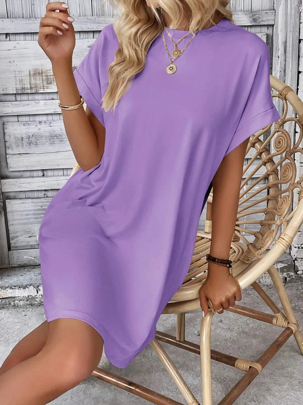 Round Neck Short Sleeve Mini Dress - product image 18
