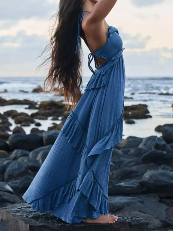 Ruffled Halter Neck Maxi Dress - product image 6