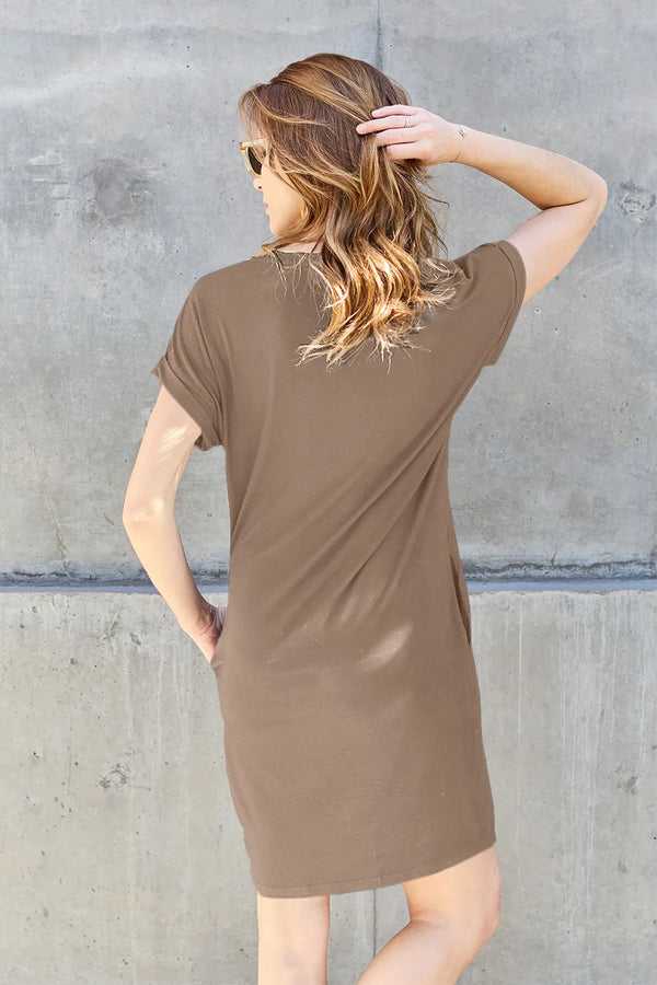 Basic Bae Round Neck Short Sleeve Dress with Pockets - product image 23