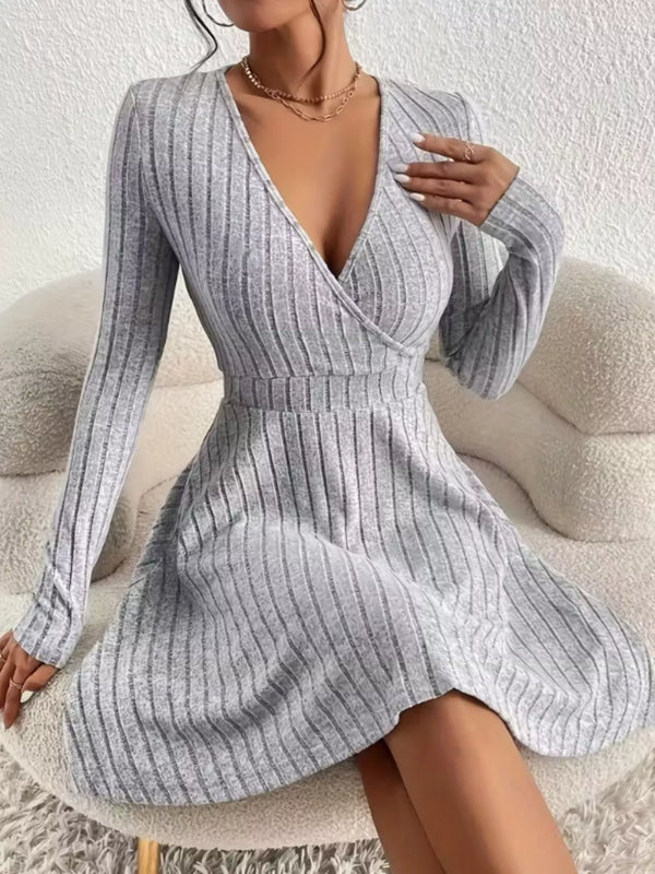 Ribbed Knit Wrap Mini Dress - product image 10
