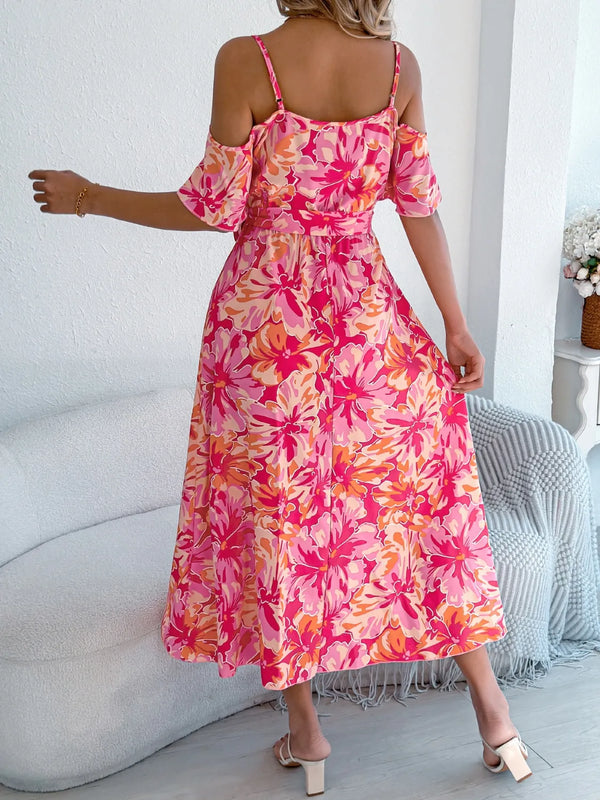 Printed Cold Shoulder Midi Cami Dress - product image 8