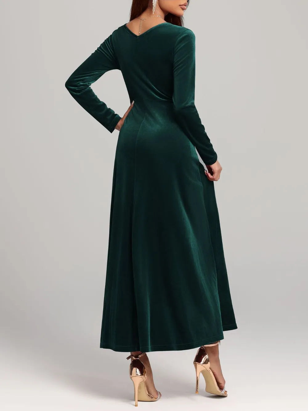 Square Neck Long Sleeve Velvet Dress - product image 14
