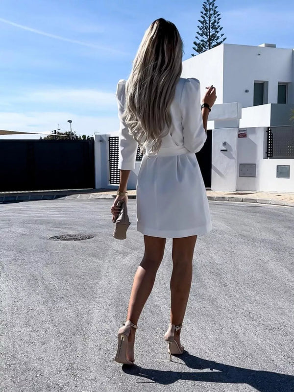 3/4 Sleeve Belted Blazer Dress view 6 - Shopiebay