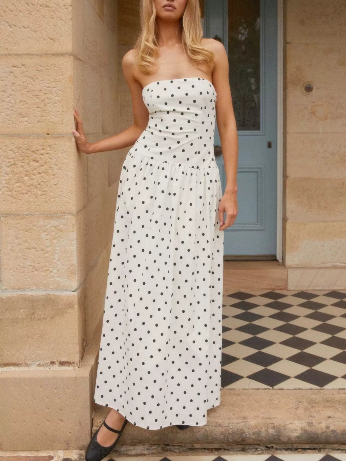 Ruched Printed Tube Maxi Dress - product image 7