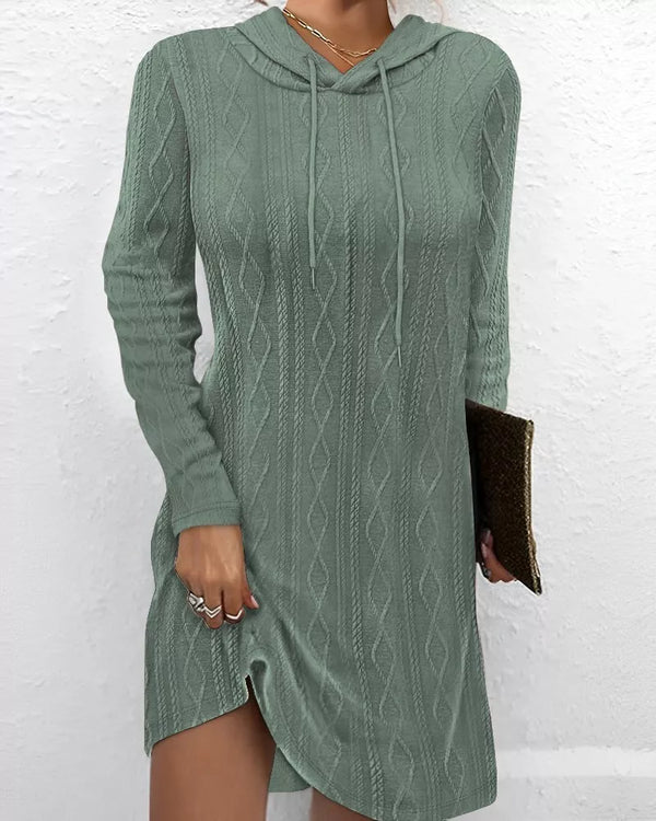 Casual Long Sleeve Hooded Knit Dress - product image 7