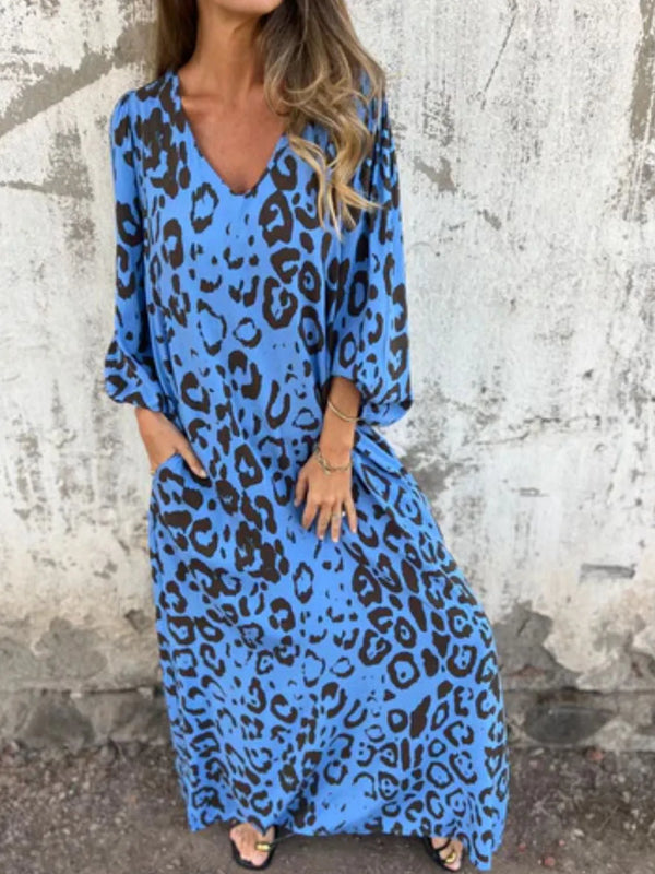 Printed V-Neck Dress with Pockets - product image 22