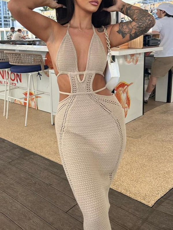 Halter Neck Cutout Knitted Maxi Dress - product image 10