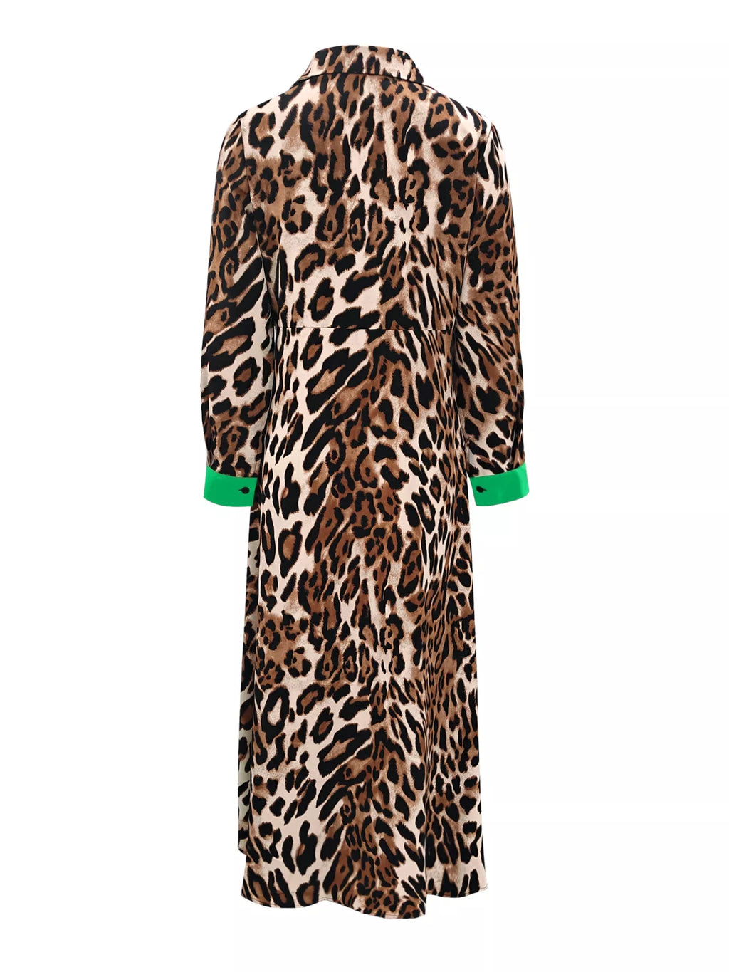 Leopard Print Long Sleeve Shirt Dress with Contrast Trim - product image 6