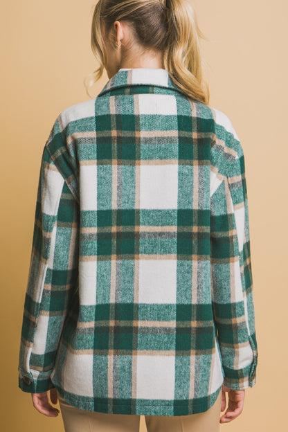 Love Tree Plaid Button Up Shacket