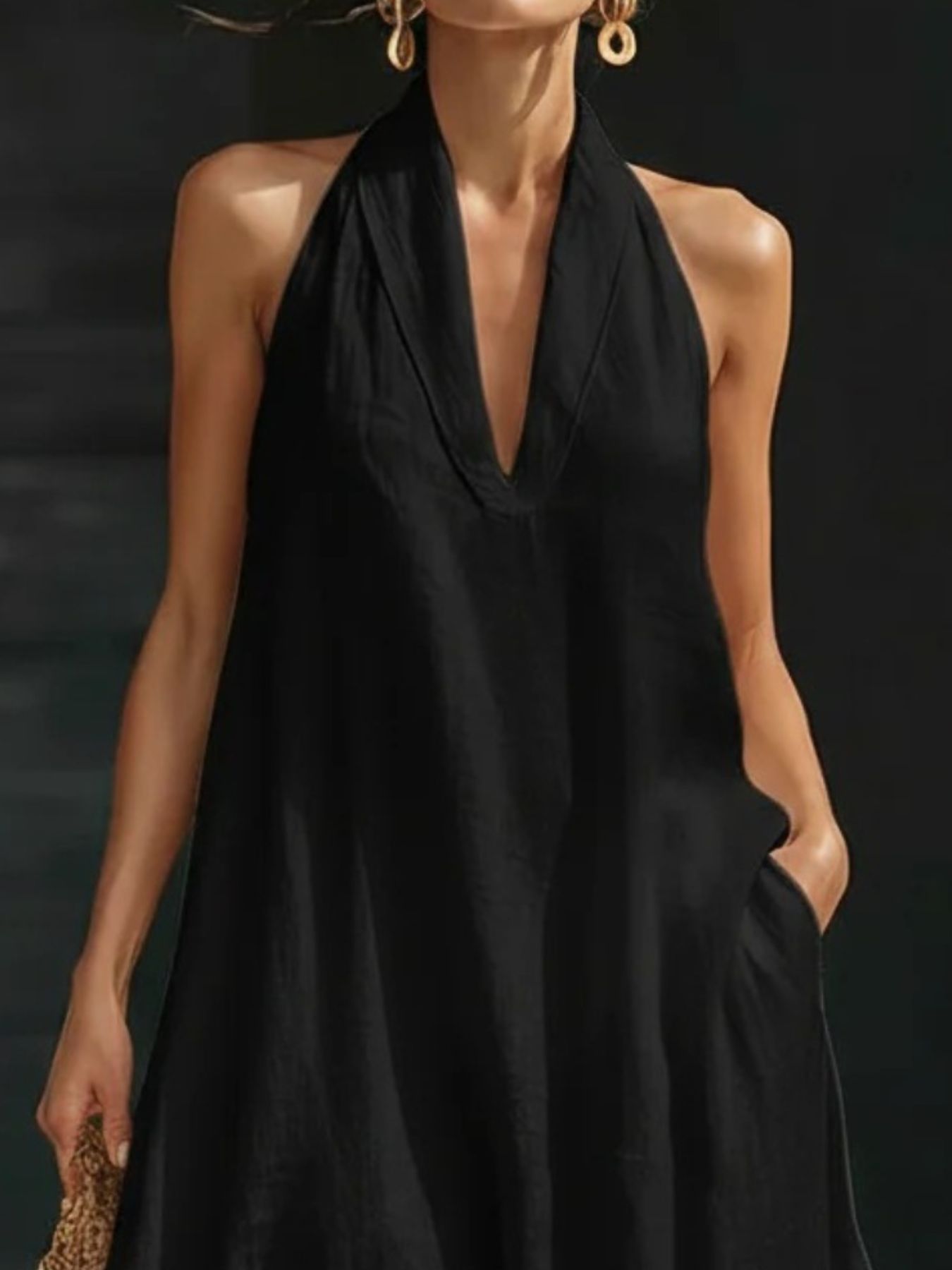 Halter Neck Maxi Dress with Pockets - product image 2
