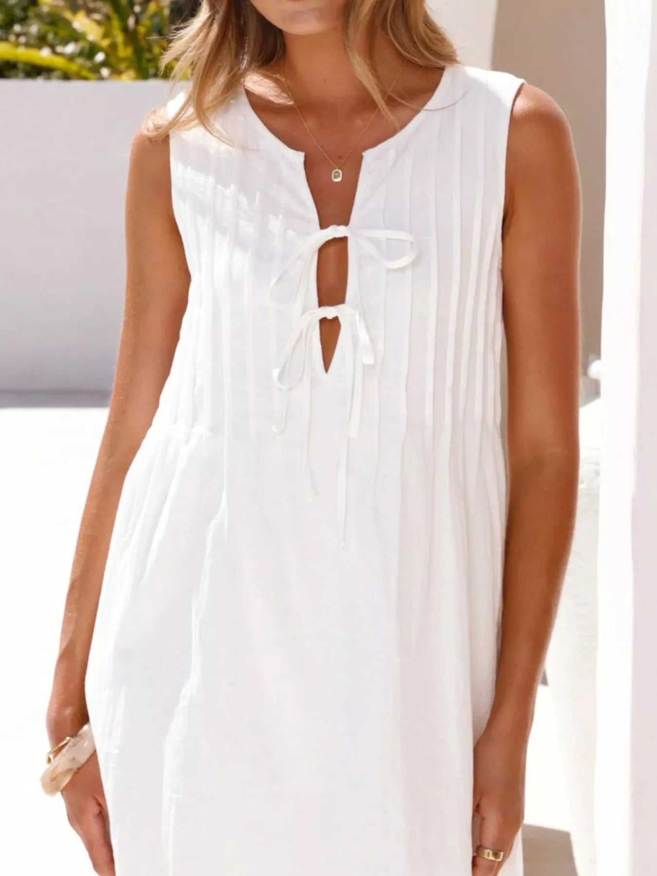 Sleeveless Tie-Front Mini Dress view 2 - Shopiebay