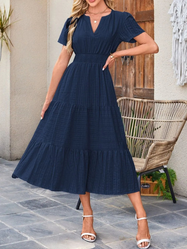 Tiered Notched Short Sleeve Dress - product image 20