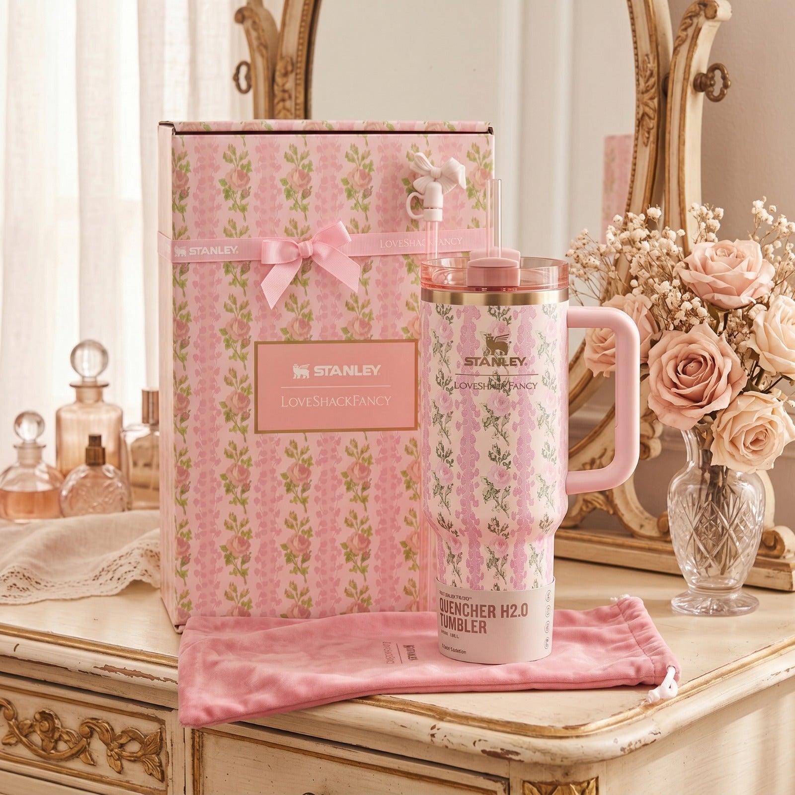Stanley x LoveShackFancy Rosa Beaux Pink 40 OZ Quencher Main image