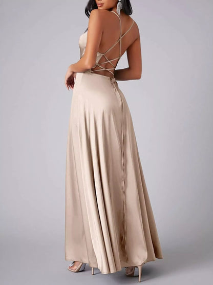 Lace Up Back Split Maxi Dress view 12 - Shopiebay