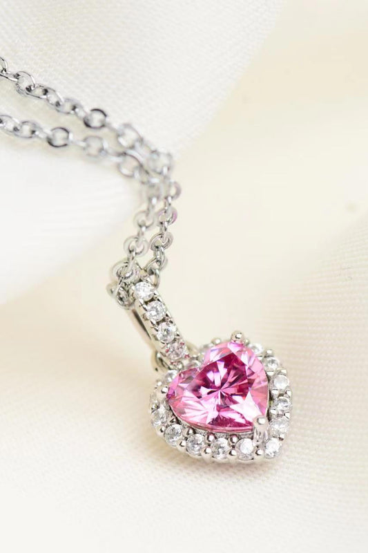 1 Carat Moissanite Heart Pendant Necklace