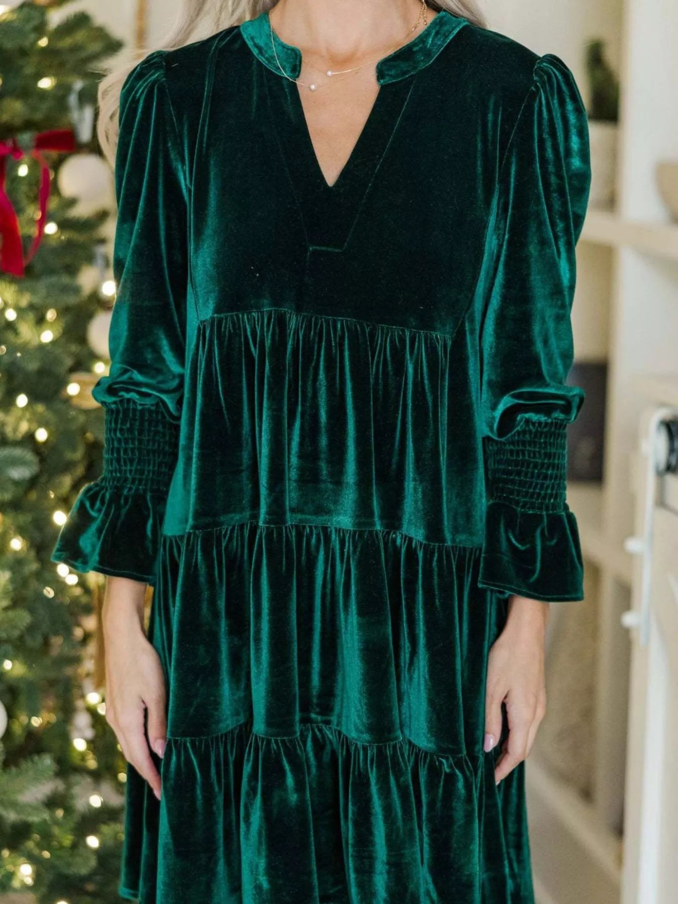 Velvet Tiered Notched Mini Dress - product image 3