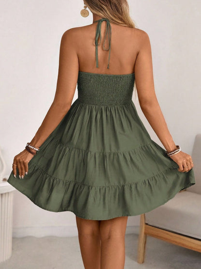Smocked Halter Neck Tiered Dress view 9 - Shopiebay