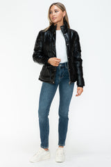 YMI Pocketed Zip Up Turtleneck Puffer Jacket