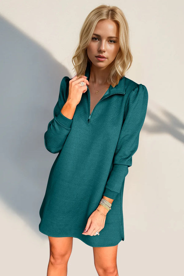 Double Take Textured Quarter Zip Long Sleeve Dress - product image 22