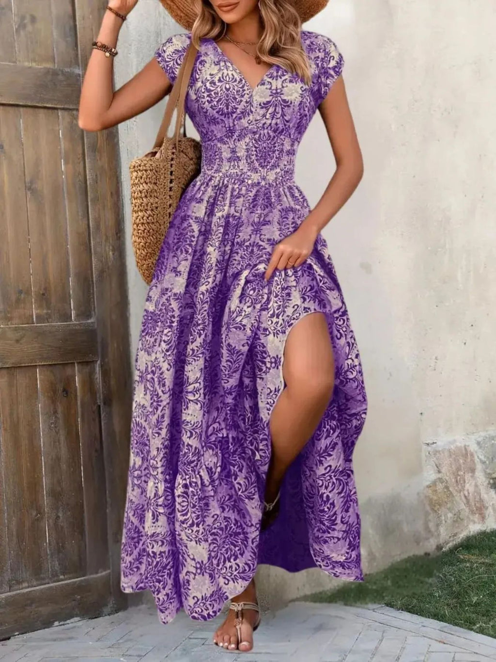 Printed Cap Sleeve Maxi Dress - product image 13