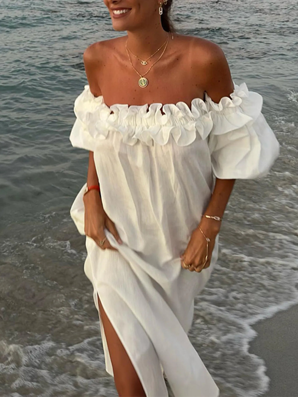 Side Slit Off-Shoulder Dress - product image 3