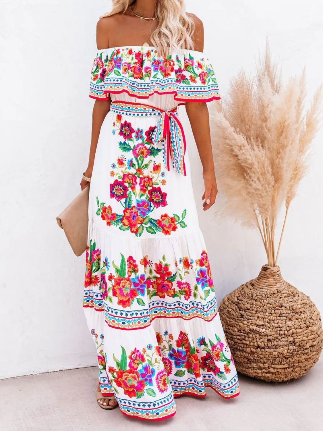 Floral Off Shoulder Ruffle Maxi Dress Main image