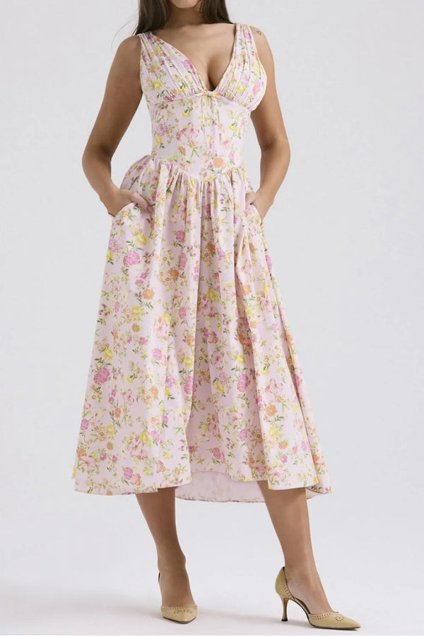 Floral V-Neck Sleeveless Midi Dress with Pockets - product image 8