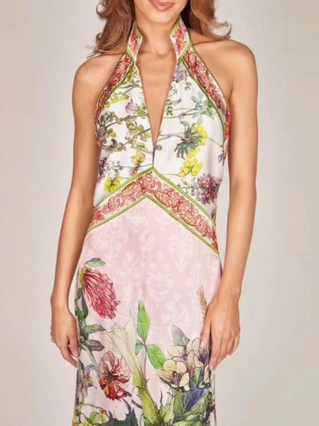 Printed Halter Neck Backless Maxi Dress - product image 3